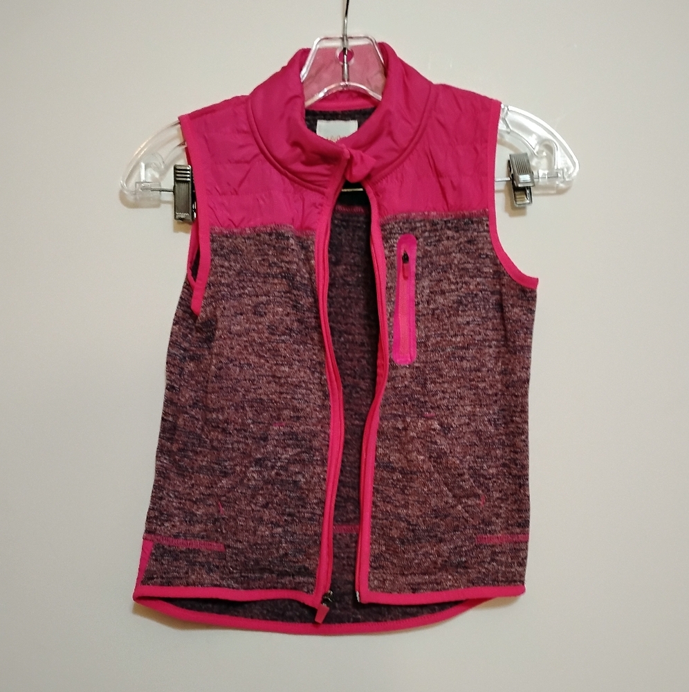 Cat&Jack Kids Pink and Brown Sleeveless ZipUp Top Vest M 7/8